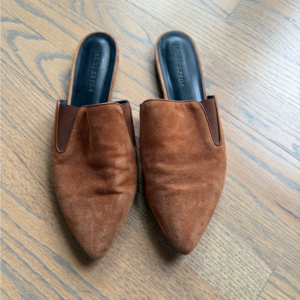 Jenny Kayne Camel Suede Pointed-Toe Mules